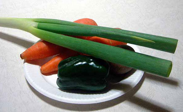 野菜（ニンジンとジャガイモとピーマンと長ネギ）その２の拡大写真